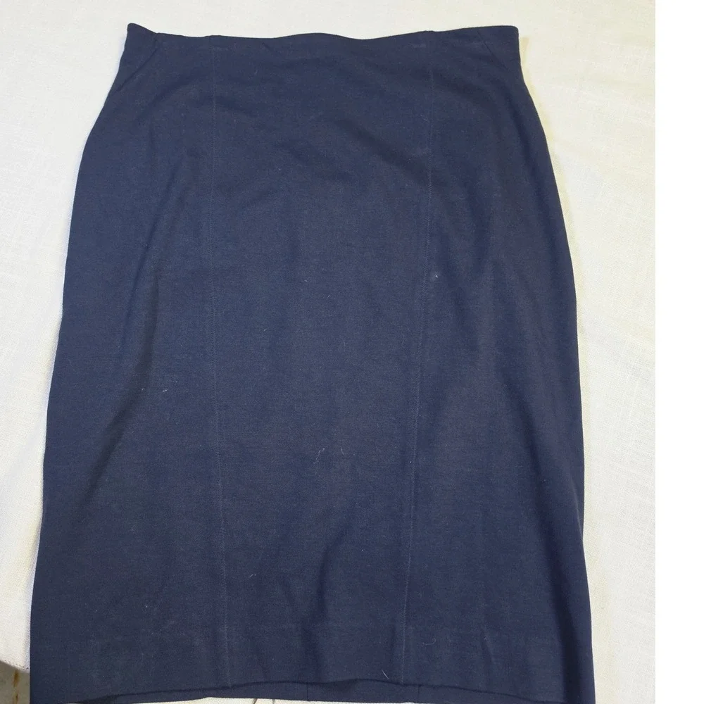 Ann Taylor Navy Blue Ponte Knit Pencil Skirt High Waist Office Wear Size 10